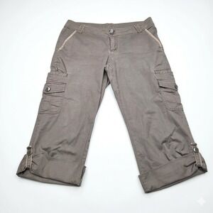 Roots 73 Women's Cargo Capri Pants Size 8 Charcoal Gray Stretch Hiking Casual